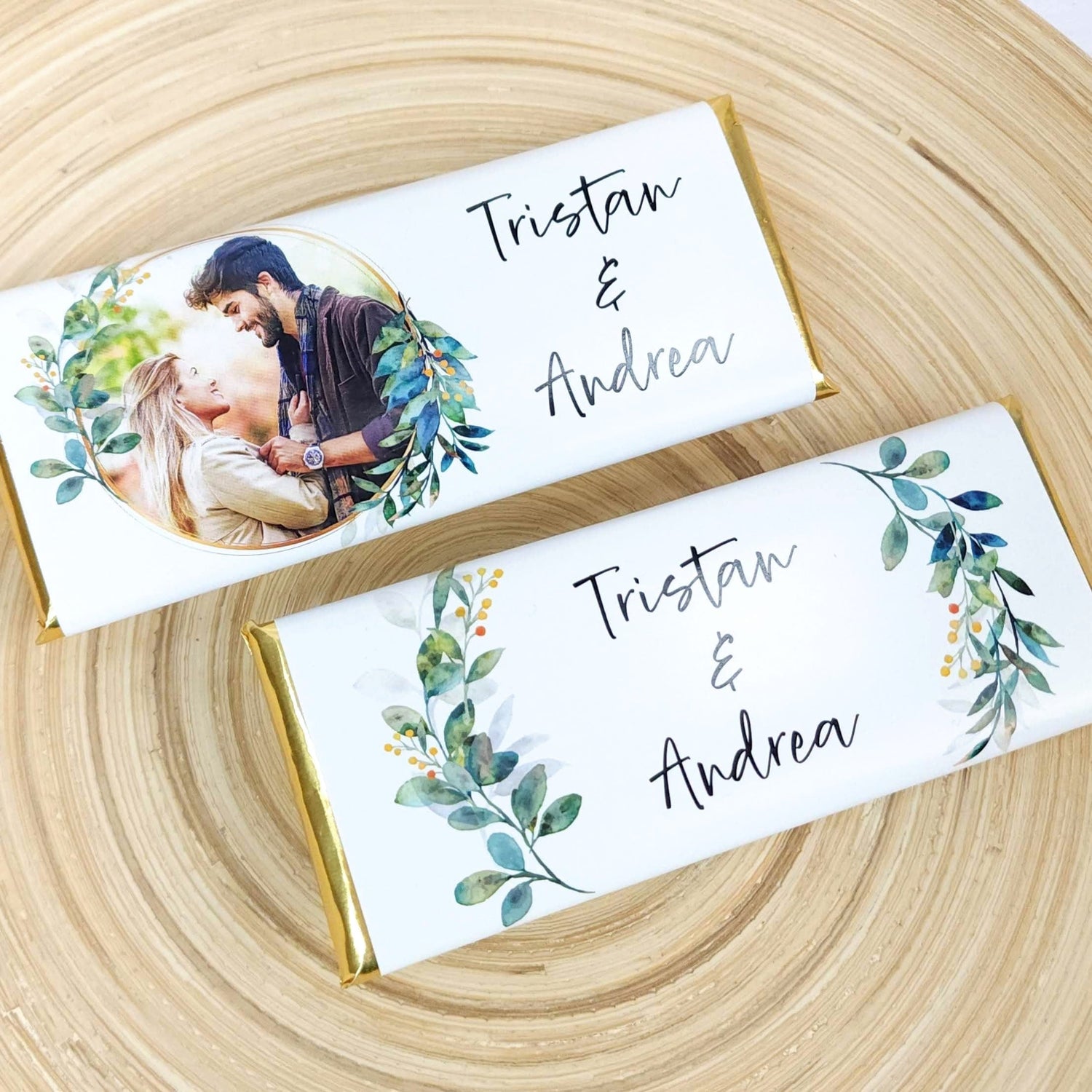 Wedding Floral Photo Frame Candy Bar Wrappers - WA403photo Wedding Photo Candy Bar Wrappers Wedding Favors WA403