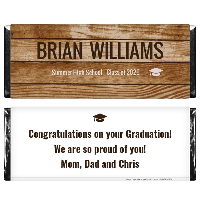 Wood Grain Graduation Candy Bar Wrappers Wood Grain Graduation Candy Bar Wrappers Candy Wrappers GRAD240