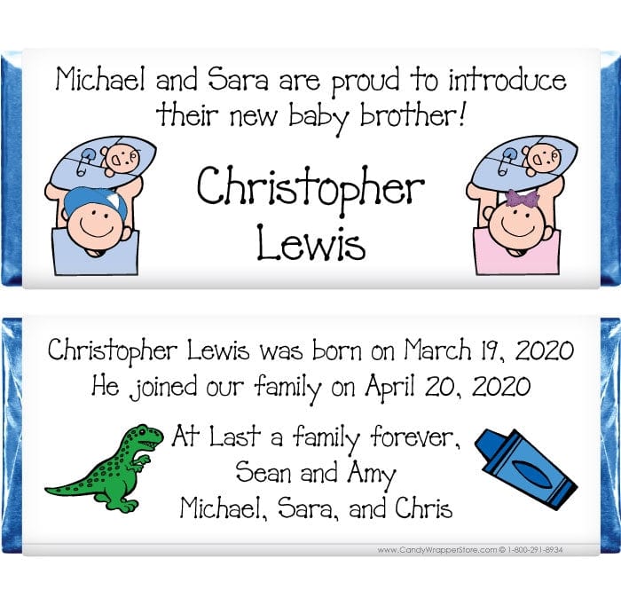 ADOPT206 - Adoption Boy Adoption Candy Bar Wrappers Birth Announcement ADOPT206