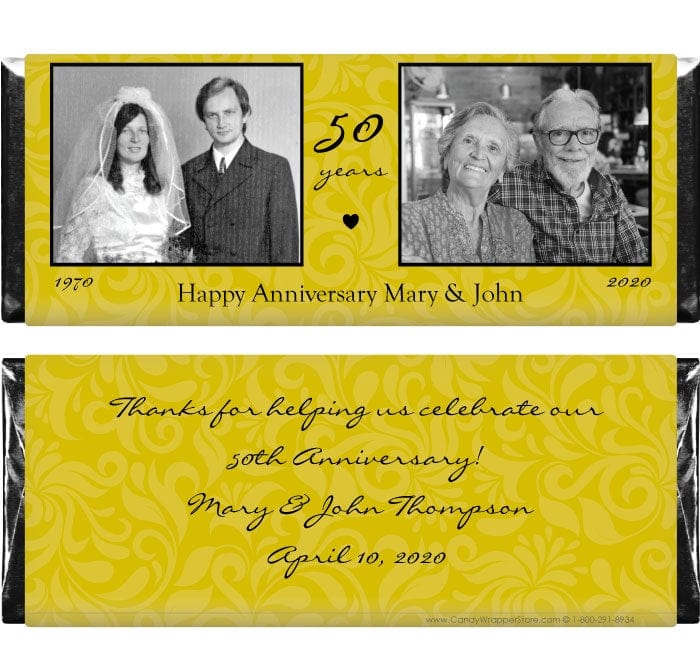 ANN208photo - Double Photo Anniversary Candy Bar Wrappers Double Photo Anniversary Candy Bar Wrappers Photo Wrapper ann208