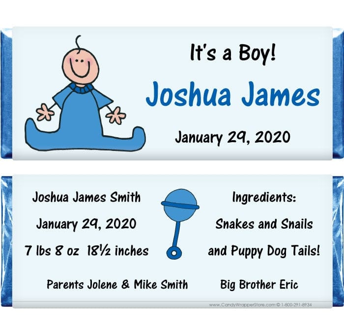 BAB214 - Baby Boy Candy Bar Wrappers Baby Boy Cute Baby Candy Bar Wrappers Birth Announcement BAB214