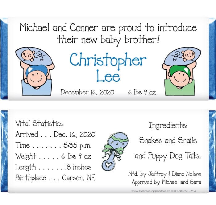 BAB220B - Baby Boy Big Brothers Candy Bar Wrappers Baby Boy Big Brothers Candy Bar Wrappers Birth Announcement bab220
