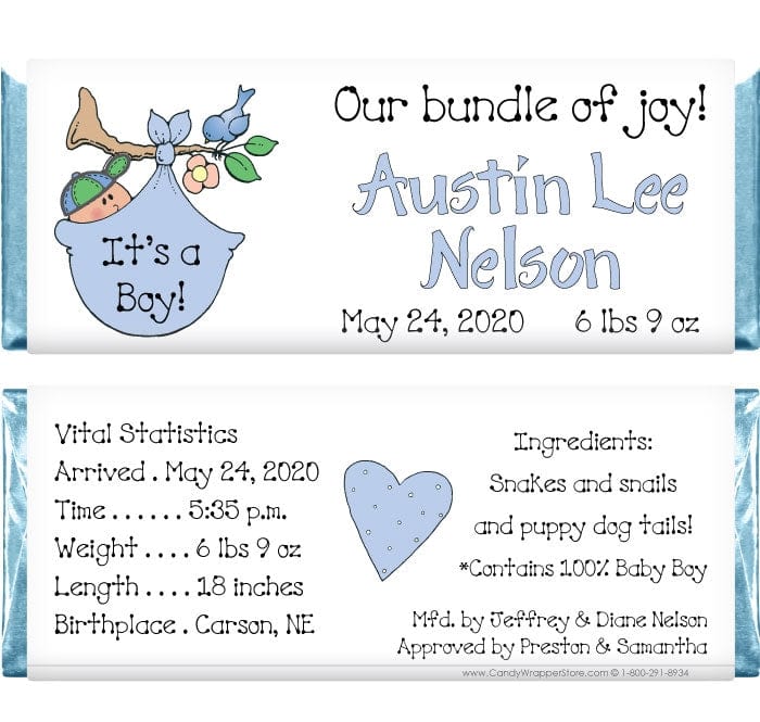 BAB229 - Baby Boy Bundle Candy Bar Wrappers Baby Boy Bundle Candy Bar Wrappers
Birth Announcement BAB229