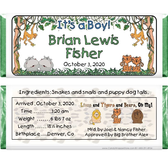 BAB233 - Baby Boy Jungle Candy Bar Wrappers Baby Boy Jungle Candy Bar Wrappers
Birth Announcement BAB233