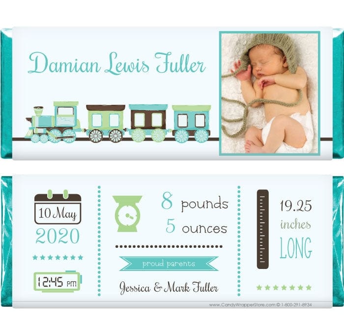 BAB237photo - Train Photo Birth Announcement Candy Wrapper Train Photo Birth Announcement Candy Wrapper Birth Announcement bab237