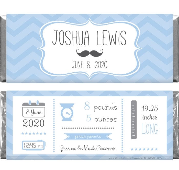 BAB244 - Modern Boy Birth Announcement Candy Wrapper Modern Boy Birth Announcement Candy Wrapper Birth Announcement BAB244