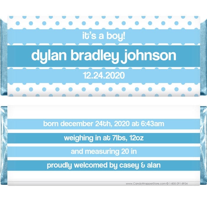 BAB245DCH - Thick Stripes Birth Announcement Candy Bar Wrapper Thick Stripes Birth Announcement Candy Bar Wrapper Birth Announcement bab245