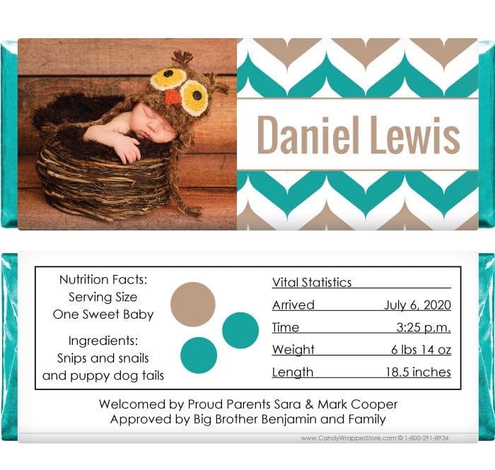 BAB258photo - Baby Boy Wavy Chevron Birth Announcement Candy Wrapper Baby Boy Wavy Chevron Birth Announcement Candy Wrapper Birth Announcement bab258