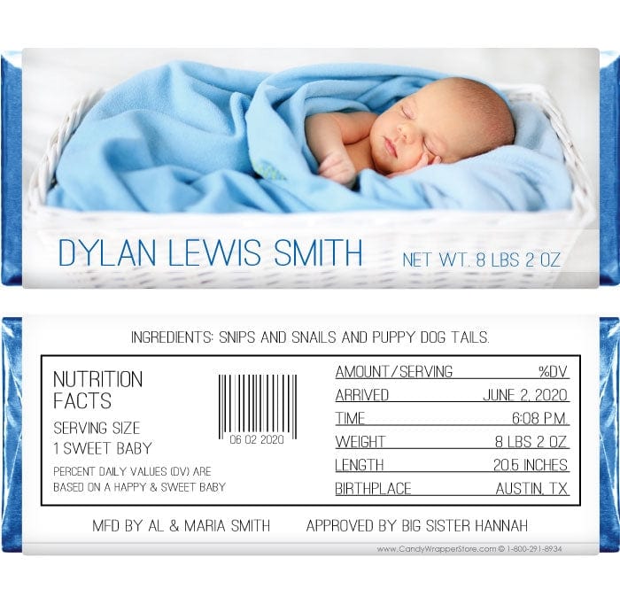 BAB261photo - Sweet Baby Boy Photo Candy Bar Wrappers Sweet Baby Boy Photo Candy Bar Wrappers Baby & Toddler bab261