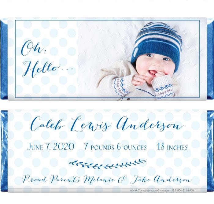 BAB265photo - Blue Dots Baby Boy Photo Candy Bar Wrappers Blue Dots Baby Boy Photo Candy Bar Wrappers Baby & Toddler bab265