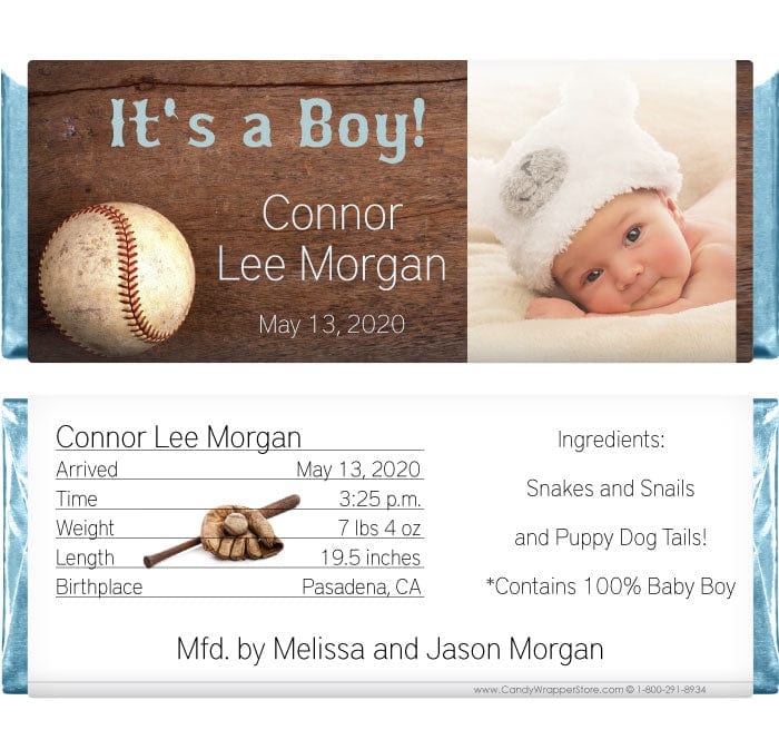 BAB402 - Baby Boy Photo Candy Bar Wrappers Baby Boy Photo Candy Bar Wrappers Birth Announcement BAB402