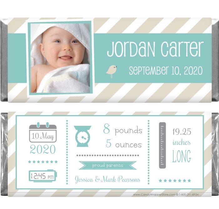 BAB421 - Baby Boy Slanted Stripes Photo Candy Bar Wrappers Baby Boy Slanted Stripes Photo Candy Bar Wrappers Baby & Toddler BAB421