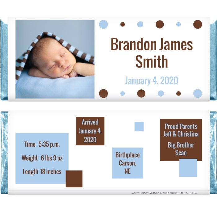 BAB434 - Baby Boy Photo Candy Bar Wrappers Baby Boy Photo Candy Bar Wrappers Birth Announcement BAB434