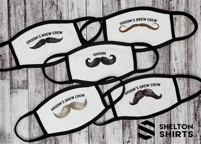 Bachelor Party Mustache Face Mask with Personalized Text - Set of 5 Masks facemask