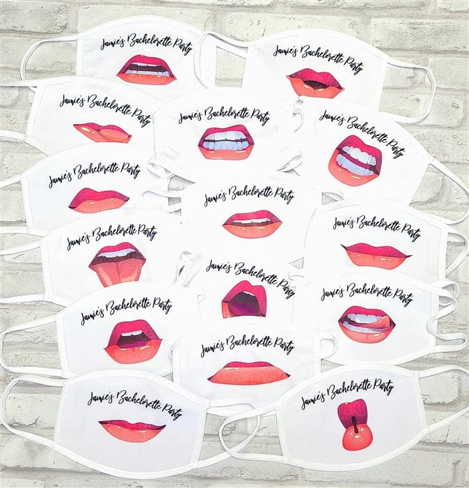 Bachelorette Party Lips Face Mask with Personalized Text - Set of 5 Bachelorette Party Lips Face Mask with Personalized Text - Set of Masks facemask