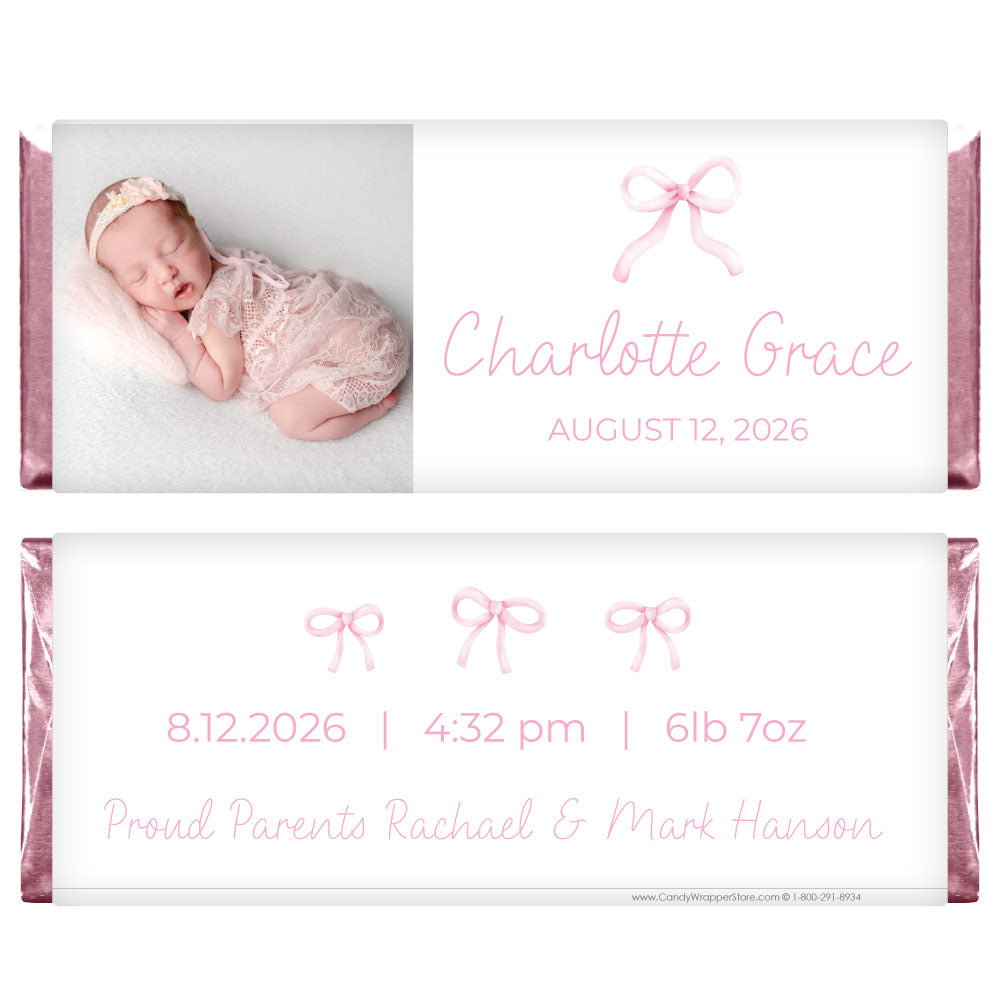 BAG201photo - Baby Girl Photo Candy Bar Wrappers Baby Girl Photo Candy Bar Wrappers Birth Announcement BAG201