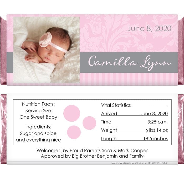 BAG212photo - Baby Girl Vintage Floral Photo Candy Bar Wrappers Baby Girl Vintage Floral Photo Hershey's Candy Bar Wrappers Baby & Toddler bag212