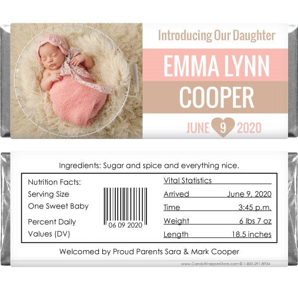 BAG259photo - Double Line Photo Birth Announcement Candy Bar Wrappers Double Line Photo Birth Announcement Candy Bar Wrappers Birth Announcement BAG259