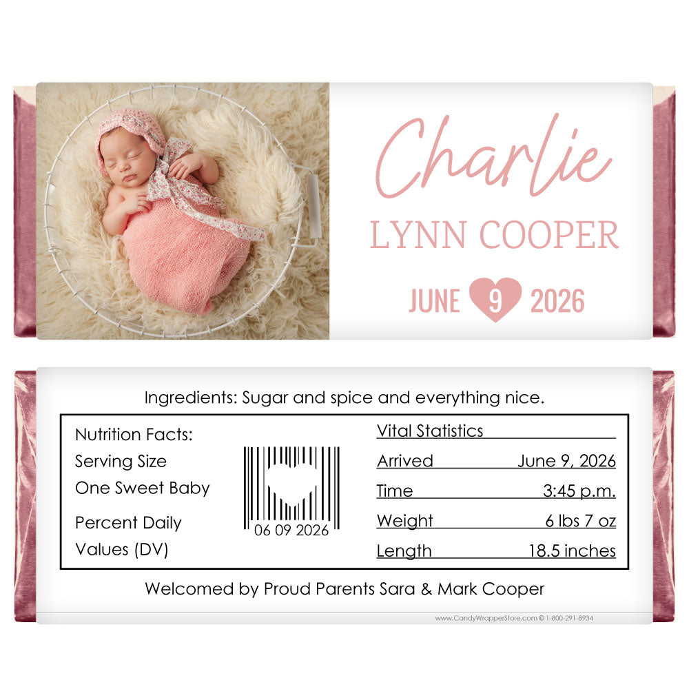 BAG259photo - Double Line Photo Birth Announcement Candy Bar Wrappers Double Line Photo Birth Announcement Candy Bar Wrappers Birth Announcement BAG259