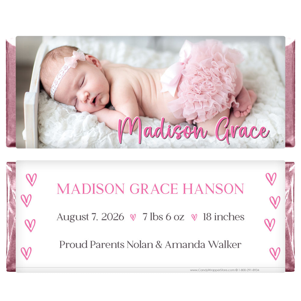BAG261photo - Sweet Baby Girl Birth Announcement Candy Bar Wrapper Sweet Baby Girl Birth Announcement Candy Bar Wrapper Birth Announcement BAG261