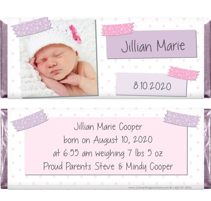 BAG263photo - Scrapbook Photo Birth Announcement Candy Bar Wrappers Scrapbook Photo Birth Announcement Candy Bar Wrappers Birth Announcement BAG263