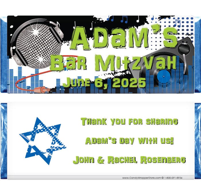 BAR202 - Bar Mitzvah DJ Music Candy Bar Wrapper Bar Mitzvah DJ Music Candy Bar Wrapper Candy Wrappers BAR202
