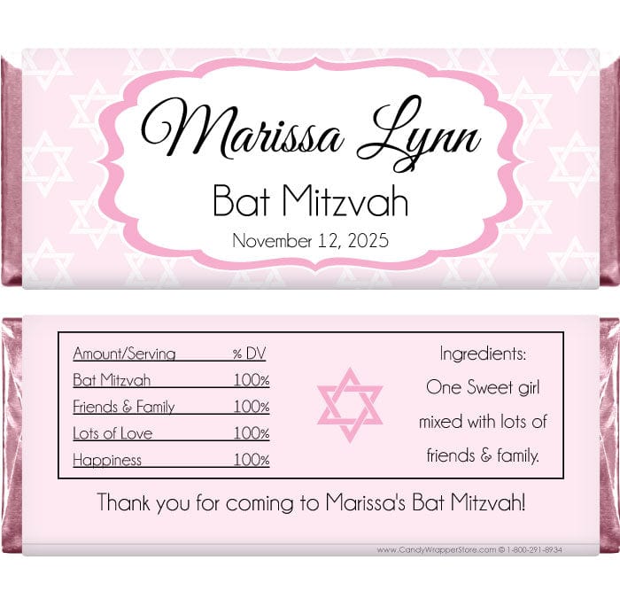 BAT200 - Trendy Stars Bat Mitzvah Candy Bar Wrapper Trendy Stars Bat Mitzvah Candy Bar Wrapper Candy Wrappers BAT200