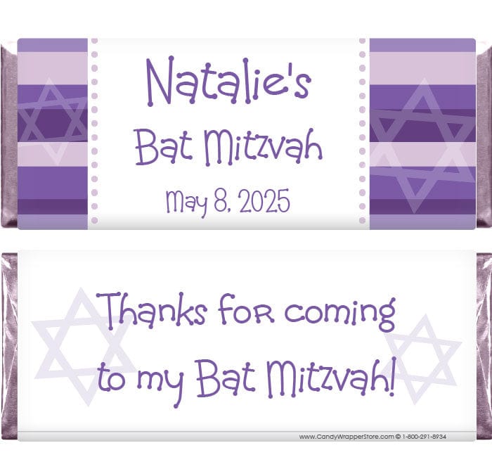 BAT216 - Bat Mitzvah Stripes Wrapper Bat Mitzvah Stripes Wrapper Candy Wrappers BAT216