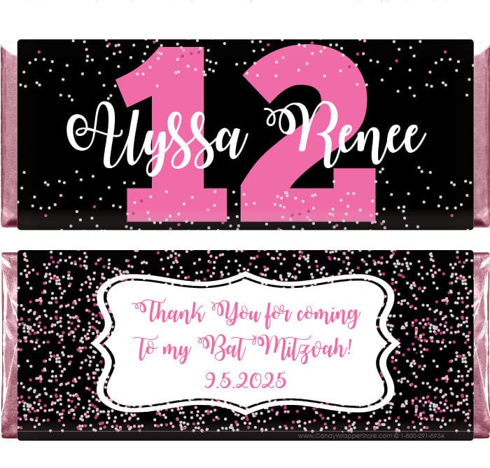 BAT221 - Confetti Party Bat Mitzvah Candy Bar Wrappers Confetti Party Bat Mitzvah Candy Bar Wrappers Candy Wrappers BAT221