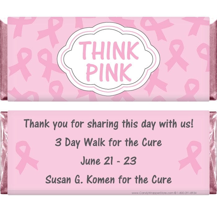 BCA202PINK - Think Pink Breast Cancer Awareness Candy Wrapper Candy Wrappers BCA202