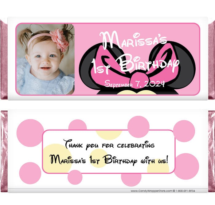 Minnie Mouse with Photo Birthday Candy Bar Wrappers – Candy Wrapper Store