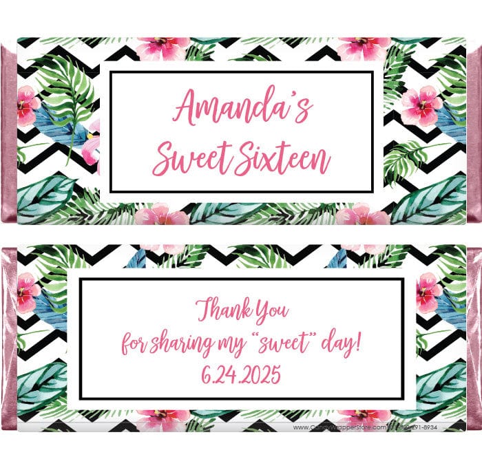 BD225 - Tropical Chevron Birthday Candy Bar Wrapper Tropical Chevron Birthday Candy Bar Wrappers Candy Wrappers BD225