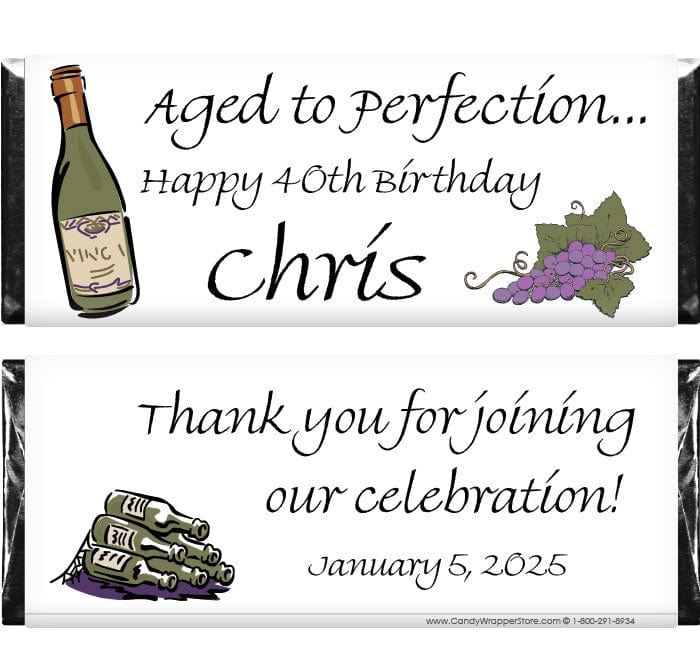 BD227 - Aged to Perfection Birthday Candy Bar Wrappers Aged to Perfection Birthday Candy Bar Wrappers Candy Wrappers BD227