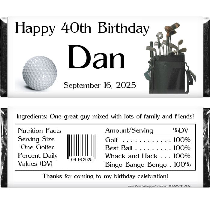 BD236 - Golf Birthday Candy Bar Wrappers Candy Wrappers BD236