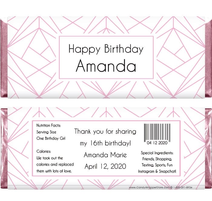 BD244 - Geometric Pattern Birthday Personalized Candy Bar Wrapper Geometric Pattern Birthday Personalized Candy Bar Wrapper Candy Wrappers BD244