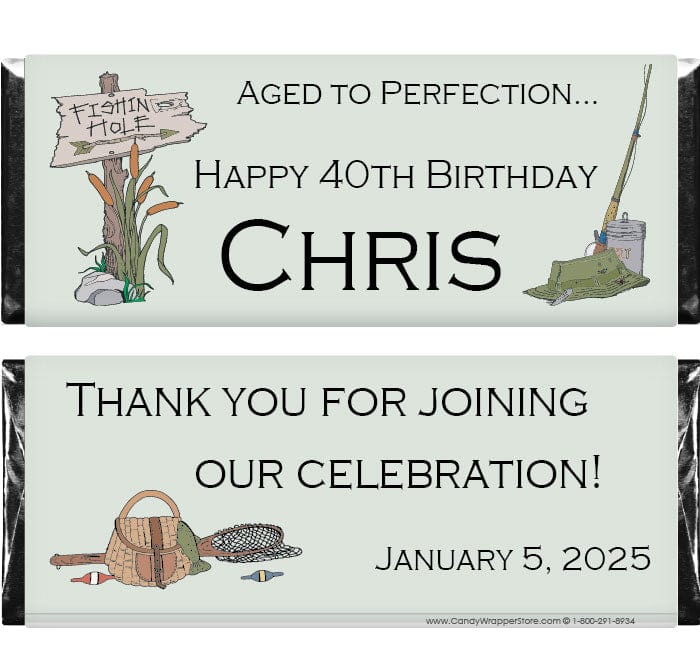 BD262 - Fishing Birthday Candy Bar Wrappers Fishing Birthday Candy Bar Wrappers Candy Wrappers BD262