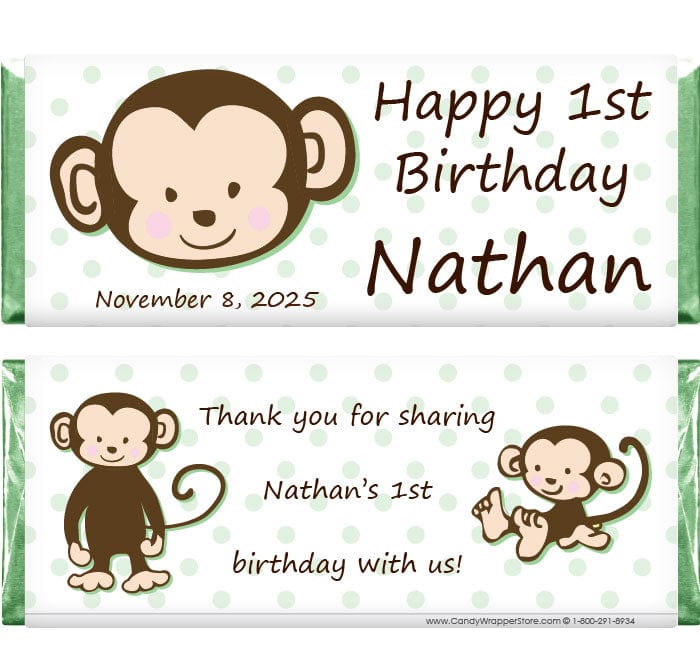 BD299MINT - Birthday Monkey Around Candy Bar Wrappers Birthday Monkey Around Candy Bar Wrappers Candy Wrappers BD299