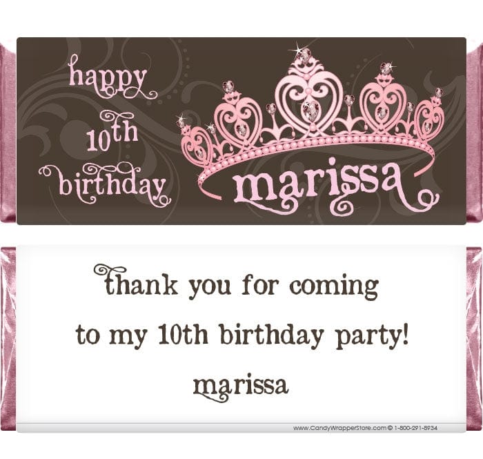 BD310 - Birthday Princess Tiara Candy Bar Wrappers Birthday Princess Tiara Candy Bar Wrappers Candy Wrappers BD310