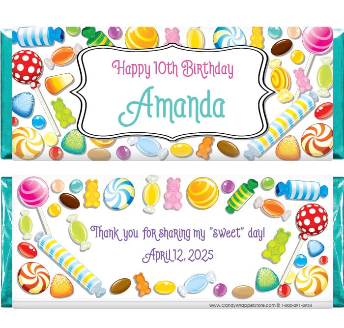BD313 - Birthday Sweets Candy Bar Wrapper Birthday Sweets Candy Bar Wrapper Candy Wrappers BD313