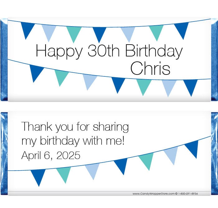 BD319 - Bunting Flag Birthday Candy Bar Wrapper Bunting Flag Birthday Candy Bar Wrapper Candy Wrappers BD319