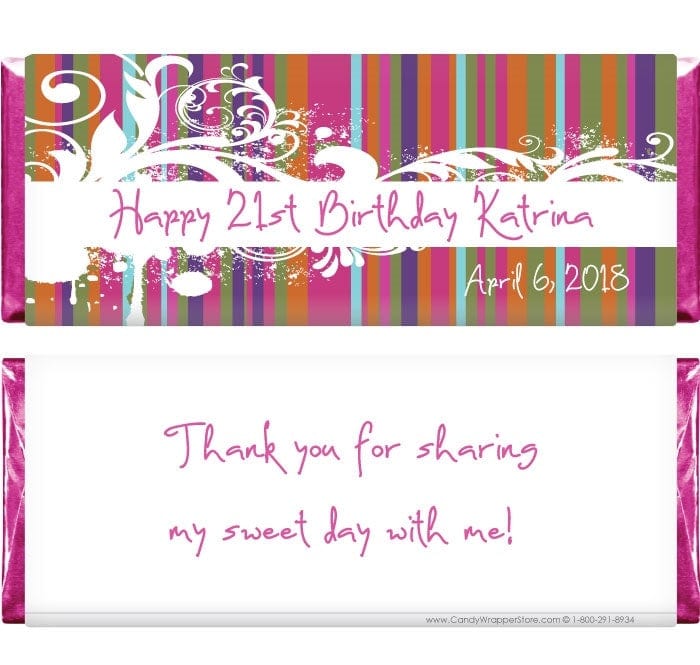 BD320 - Colorful Stripe and Scroll Candy Bar Wrapper Colorful Stripe and Scroll Candy Bar Wrapper Candy Wrappers BD320