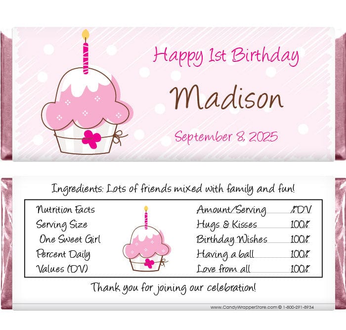 BD322 - Cupcake Scribble Birthday Candy Bar Wrapper Cupcake Scribble Birthday Candy Bar Wrapper Candy Wrappers BD322