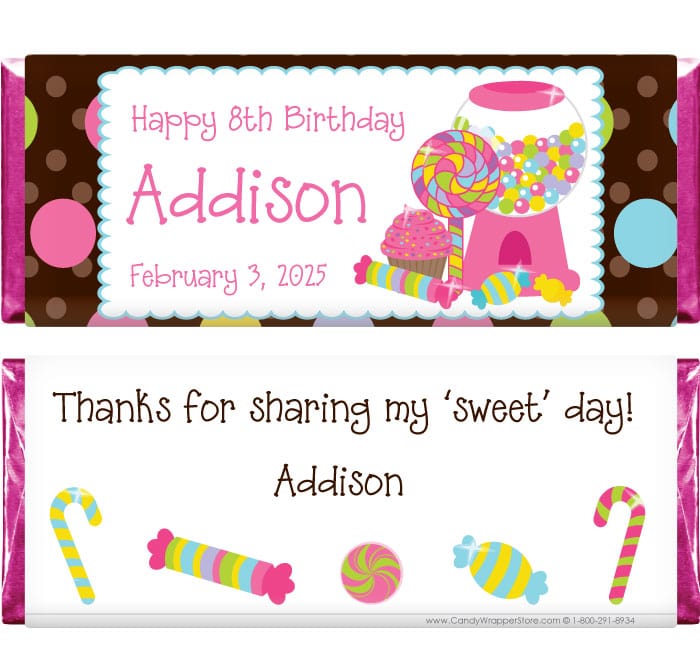 BD329 - Sweet Shop Birthday Candy Bar Wrapper Sweet Shop Birthday Candy Bar Wrapper Candy Wrappers BD329