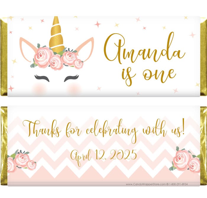 BD332 - Magical Unicorn Birthday Candy Bar Wrapper Magical Unicorn Birthday Candy Bar Wrapper Candy Wrappers BD332