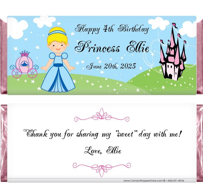 BD347 - Cinderella Princess Birthday Candy Bar Wrappers Cinderella inspired princess birthday candy bar wrappers Candy Wrappers BD347