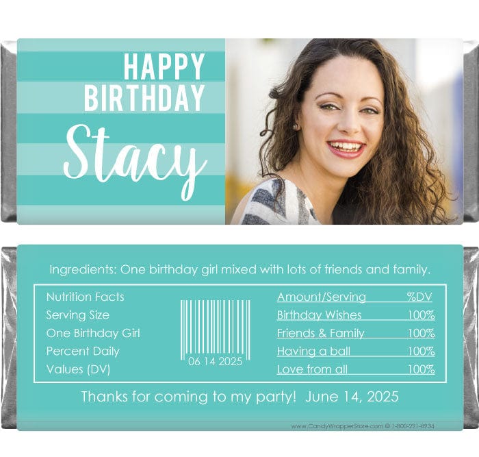 BD372photo - Chunky Stripes Photo Birthday Candy Bar Wrappers Chunky Stripes Photo Birthday Candy Bar Wrappers Candy Wrappers BD372