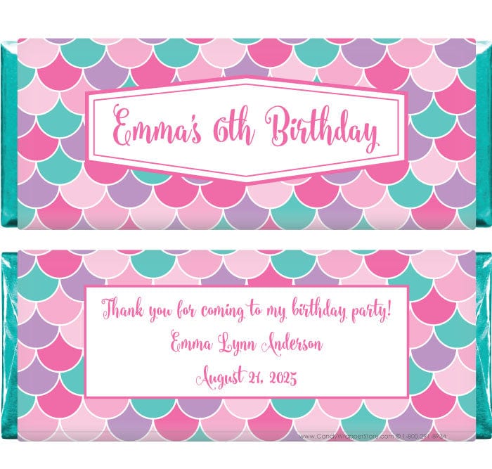 BD373 - Mermaid Scales Birthday Candy Bar Wrappers Mermaid Scales Birthday Candy Bar Wrappers Candy Wrappers BD373