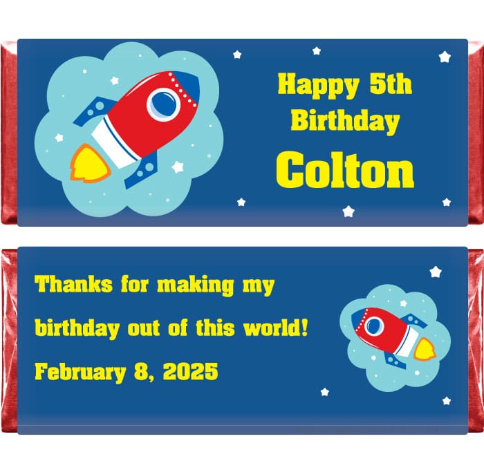 BD375 - Rocket Ship Birthday Candy Bar Wrappers Rocket Ship Birthday Candy Bar Wrappers Candy Wrappers BD375