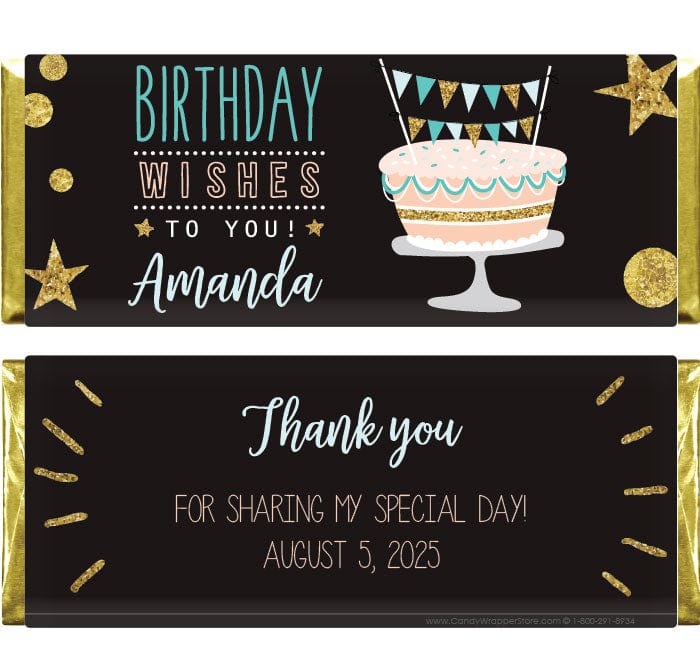 BD395 - Birthday Wishes to You Personalized Candy Bar Wrapper Birthday Wishes to You Personalized Candy Bar Wrapper Candy Wrappers BD395