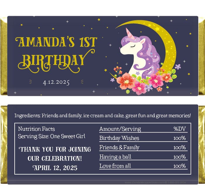 BD432 - Unicorn Dreams Birthday Candy Bar Wrapper Unicorn Dreams Birthday Candy Bar Wrapper Candy Wrappers BD432
